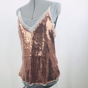 Intimately Free People Rose Gold Sequin Party Tank
